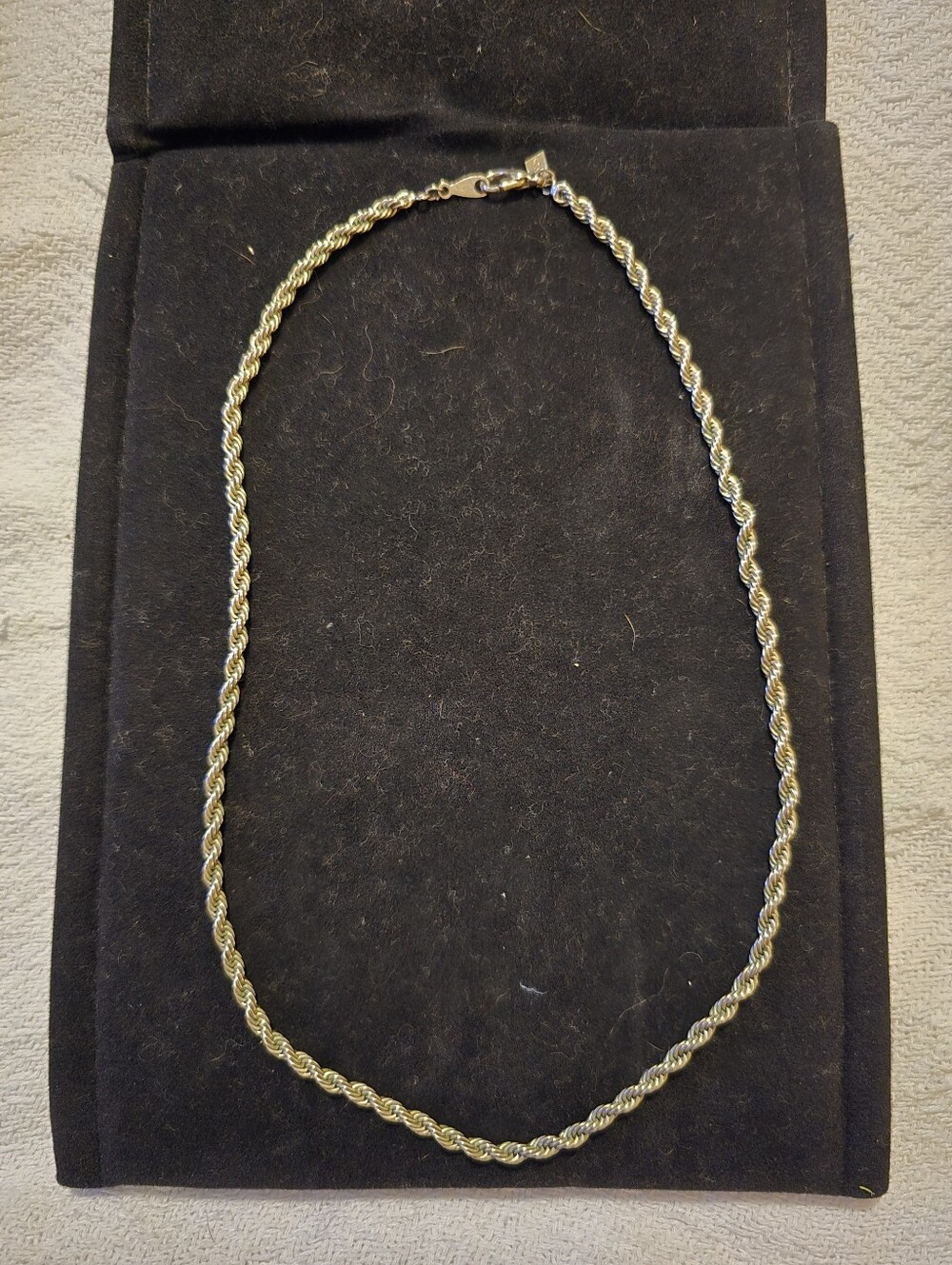 Vintage Signed REVLON Silver Tone Rope Chain Necklace 18" Classic Twisted Boho